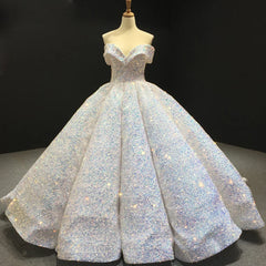 Sequin Off Shoulder Lace Up Plus Size Bridal Wedding Prom Formal Party Gown