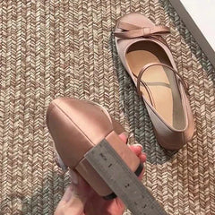 Satin Bowknot Sweet Mary Jane Shoes