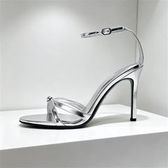 Elegant Patent Leather Silver Heel