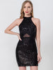 Elegant zipper Backless synthetic fiber Sequin Mini Bodycon Dress