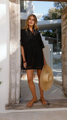 Halia Mini Shirt Dress - Black