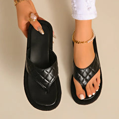 Classic Black/white Mixed Color Platform Flip Flops Thick Bottom Thong Slippers High Quality Leather Jandal Sandals Women