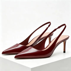 Elegant Patent Leather Slingbacks High Heel