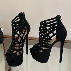 Design Hollow Out Platform Sandals Stiletto High Heel