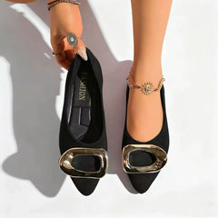 Designer Black Flat Ladies Office Shoes