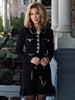 Elegant Lapel Long Sleeved Diamond Button Tweed Mini Dress