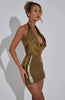 Elegant V-Neck Halter Neck Spaghetti Strap Sleeveless Metal Dress