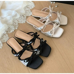 Gladiator Polka Dot Slippers Thick Heel