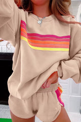 Casual Long Sleeve Sweatershirt Loose Sports Shorts Tracksuit Suit 2 Piece Set