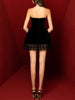Elegant Patchwork Bowknot Slash Neck Sleeveless High Waist Mini Dress