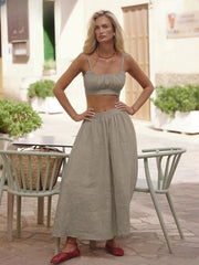Casual Sleeveless Tank Top + Crop Top With High Waist Long Skirt 3 Piece Set