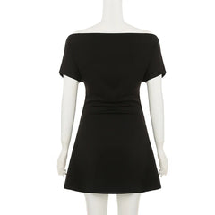 Casual Solid Skew Collar Pullover Regular Above Knee Dress