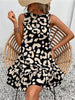 Casual O-Neck Sleeveless Leopard Printed Slim Mini A-line Dress