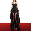 Elegant Strapless Sleeveless Top High Waist Patchwork Ruffles Fold Skirt Two Piece Sets