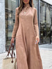 Casual Long Sleeves High Waisted Wide Leg Long Pant With Pockets Jumpsuits