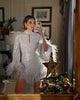 Shiny Sequined Lace Feather Decoration Puffy Sleeves A-line Mini Dress