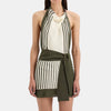 Casual Backless Halter Striped Print Hollow Out Sleeveless Mini Dress