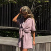 Casual Short Sleeve Turn-Down Collar Pocket Solid Lady Sets