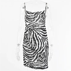 Spaghetti Strap Zebra Print Dress