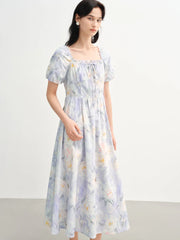 Romantic Oil Painting Skirt Temperament Sweet Waist Dress