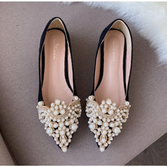 Crown Pearl Flats Wedding Shoes