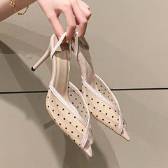 Rhinestone Sparkling Lace Pointed Toe Strappy High Heel