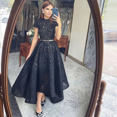 High Neck Luxury Asymmetrical Evening Dresses