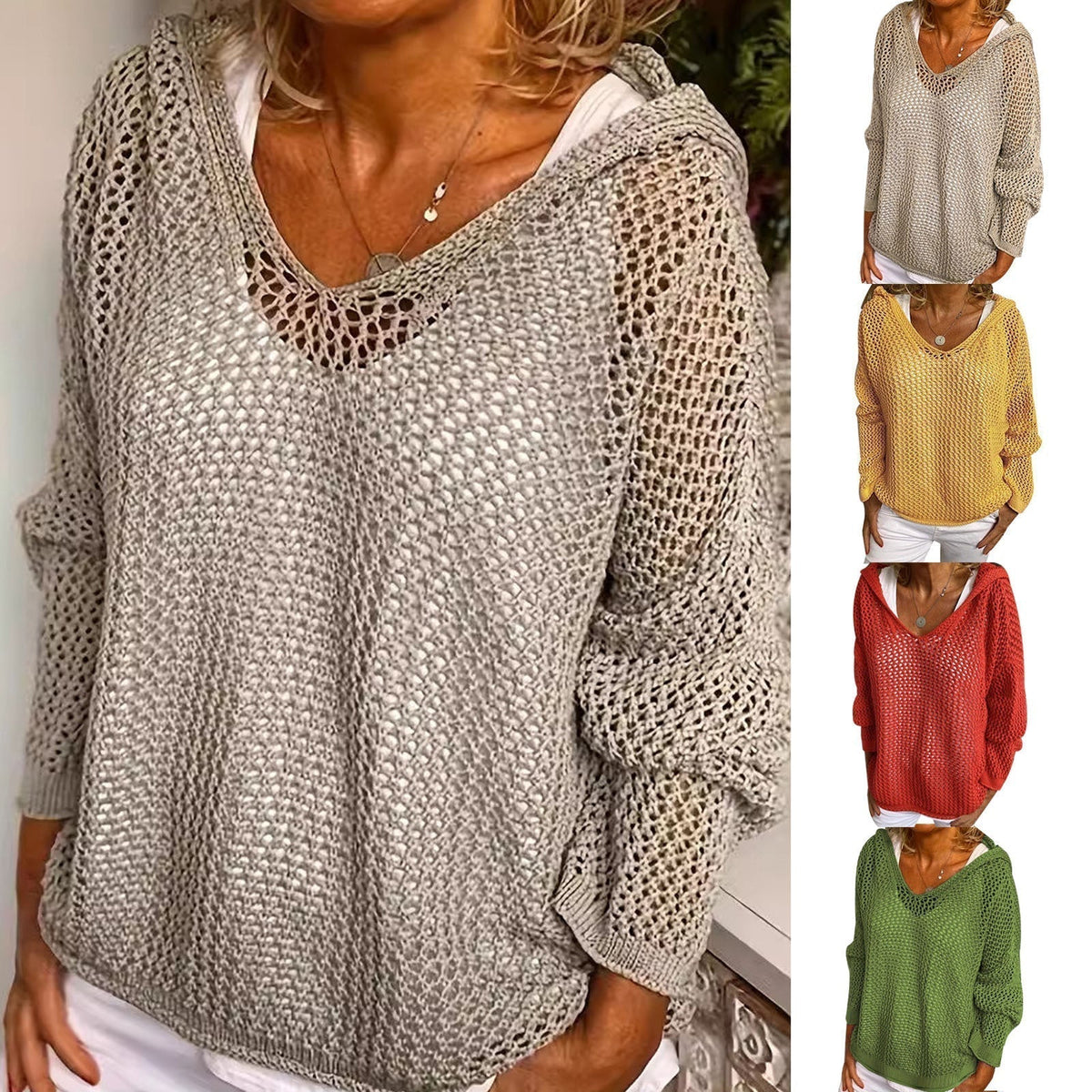 Women's Loose-Fit Open Knit Sweater