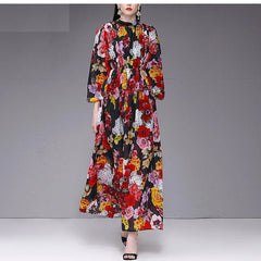 Elegant Flower Print Boho Long Maxi Dresses
