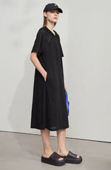 Casual Office Lady Solid Color Mesh Hood Loose Light Comfort Knit Dresses
