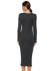 Bodycon Long Sleeves Casual Pencil Dress Midi Dress