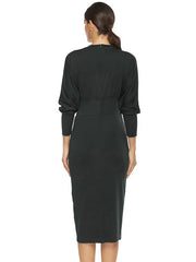 Bodycon Dresses Jewel Neck Knotted Midi Dress Sheath Dress