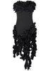 Elegant Strapless Irregular Ruffle Sleeveless Fringed Bandage Party Cocktail Midi Dress
