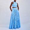 Hollow Embroidery Temperament O Neck Sleeveless Vest Skirt Set