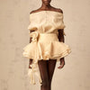 Elegant Neck Sleeveless Patchwork 3D Flower Loose Spliced Ruffles Mini Dress