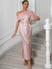 Elegant Chiffon Backless Ankle-Length Sequin Maxi Dress