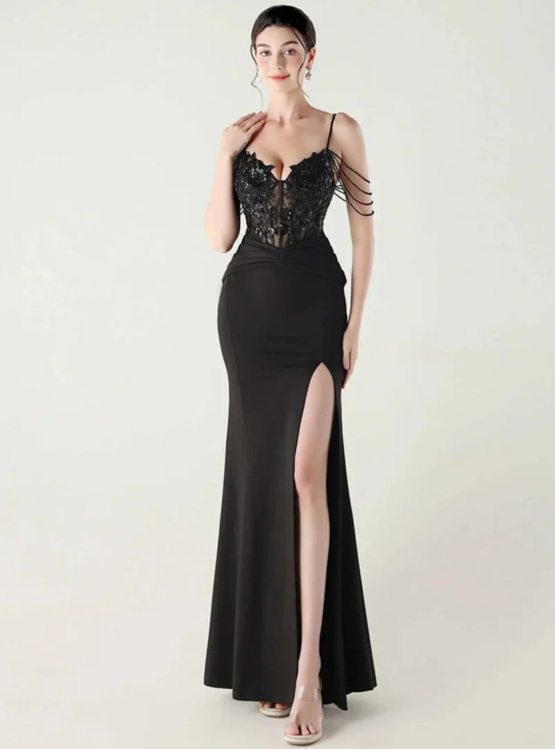 Luxury Elegant Backless Sleeveless  Erotic Vestidos Split Prom Party long Dresses