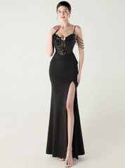 Luxury Elegant Backless Sleeveless  Erotic Vestidos Split Prom Party long Dresses