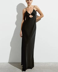 Elegant Loose Backless Hollow Out V-Neck Strap Sleeveless Maxi Dresses