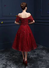 Lace Cocktail  Flower Beading Prom Party Dress