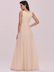 Prom A-Line Sleeveless Floor-Length Tulle Evening Dress