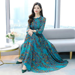 Print Chiffon Beach Long Sleeve Maxi Dress