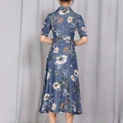 Denim Cotton Sleeveless Single Breasted Print Dresses