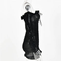 Off-Shoulder Ruffle See Through Skinny Party Bodycon Dresses