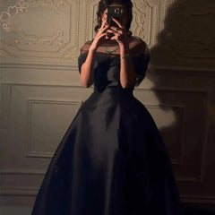 A Line Off the Shoulder Arabic Satin Evening Elegant Dress