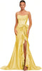 Elegant Spaghetti Straps Satin off Shoulder Backless Cocktail Prom Maxi Dresses