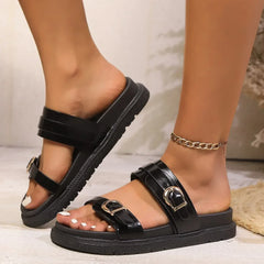 Flip Flops Platform Metal Beach Slippers Female Rivet Casual Outside Thick Sole Casual Sandals