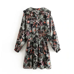 Casual Batwing A Line Floral Print Mini Dress