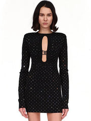 Hollow Out Long Sleeve Party Outfits Dress