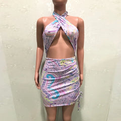 Sleeveless Bandage Draped Street Style Bodycon Mini Dress